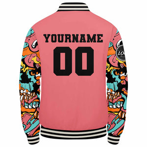 Chaqueta universitaria personalizada estilo Letterman para hombres-mujeres y jóvenes-color rosa