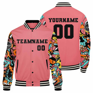 Chaqueta universitaria personalizada estilo Letterman para hombres-mujeres y jóvenes-color rosa