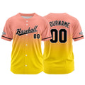 Camiseta de béisbol con dise?o personalizado estampado completo en rosa claro y amarillo