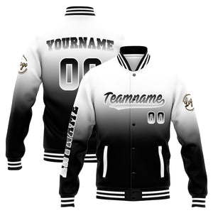 Chaqueta universitaria personalizada estilo Letterman para hombres-mujeres y jóvenes-color blanco y negro