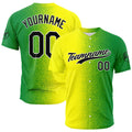 Camiseta de béisbol con dise?o personalizado estampado completo en amarillo y verde