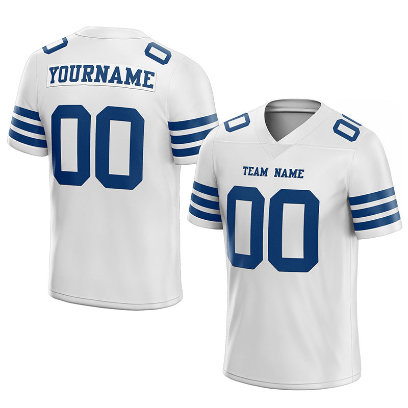 custom authentic football jersey white royal mesh