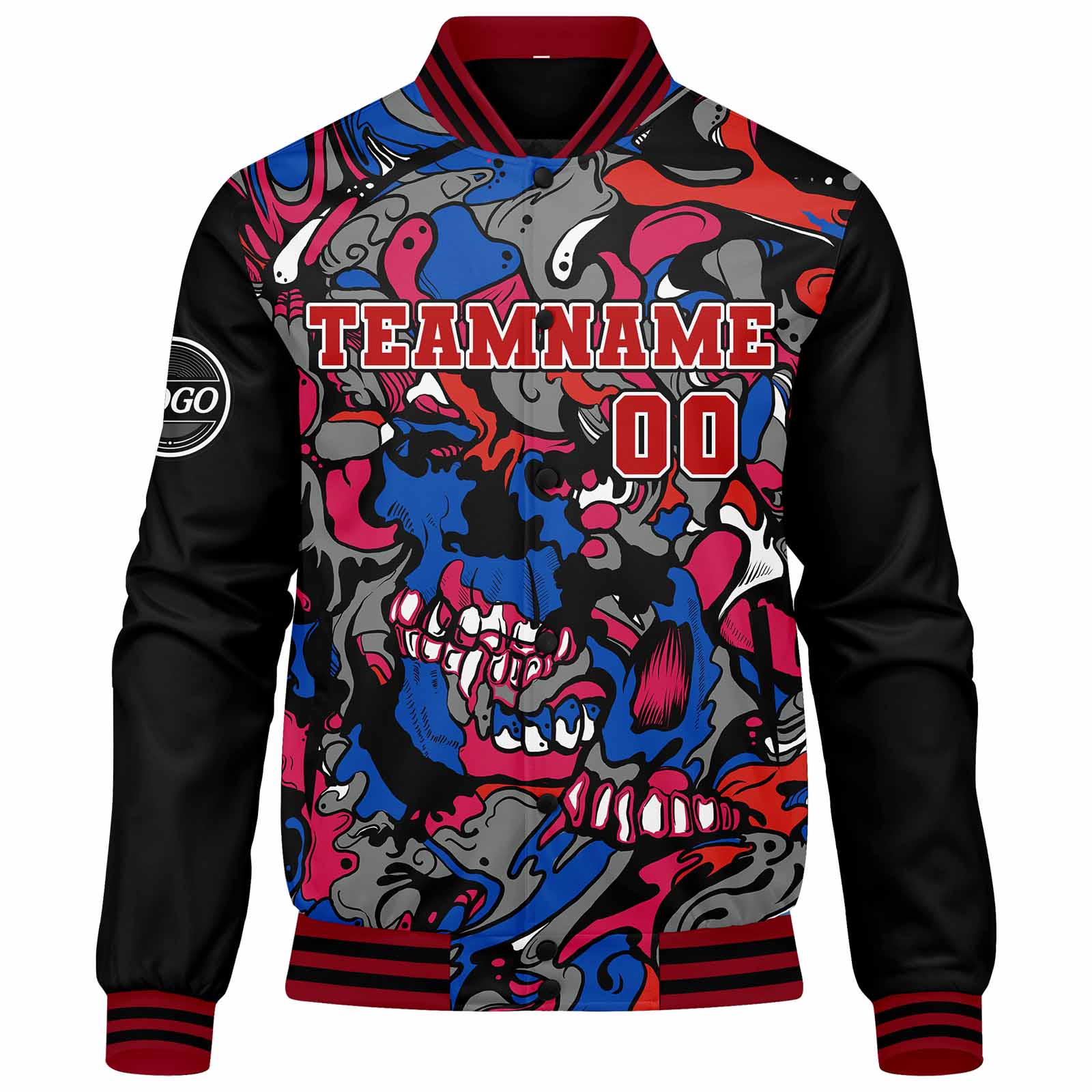 Chaqueta universitaria personalizada estilo Letterman para hombres-mujeres y jóvenes-color rojo y azul marino