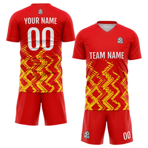 Conjunto personalizado de camiseta de uniforme rojo y naranja para niños y adultos