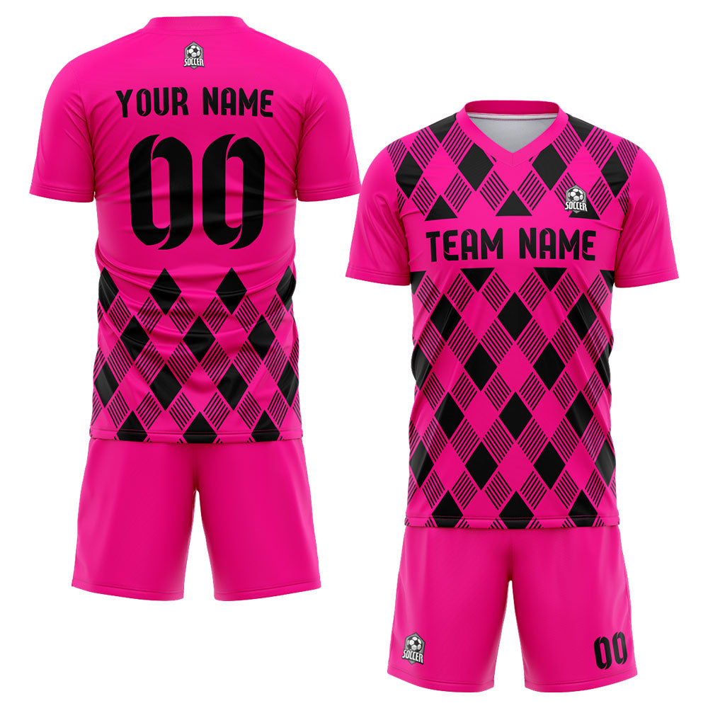 custom soccer set jersey kids adults personalized soccer pink