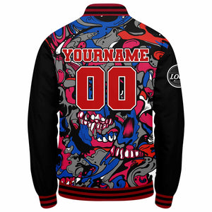 Chaqueta universitaria personalizada estilo Letterman para hombres-mujeres y jóvenes-color rojo y azul marino