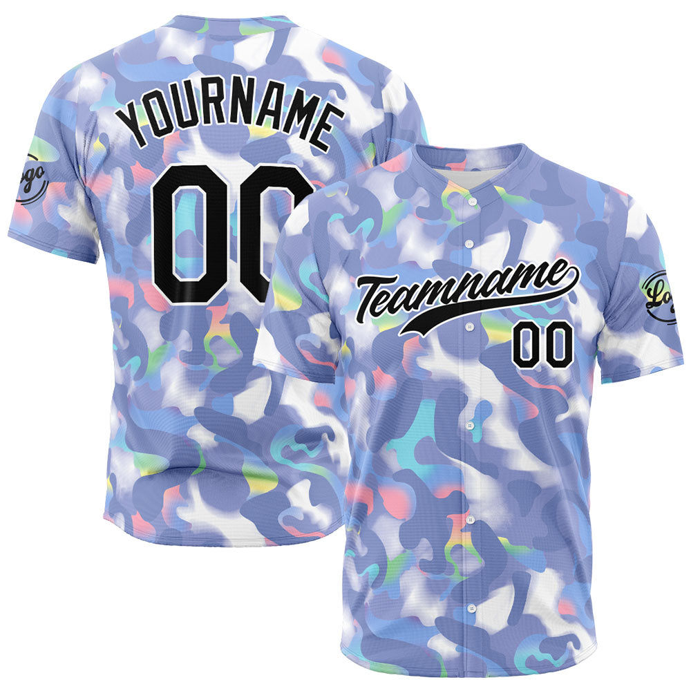 Camiseta de béisbol con dise?o personalizado estampado completo gris y azul