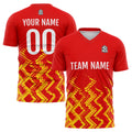 Conjunto personalizado de camiseta de uniforme rojo y naranja para niños y adultos