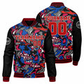 Chaqueta universitaria personalizada estilo Letterman para hombres-mujeres y jóvenes-color rojo y azul marino