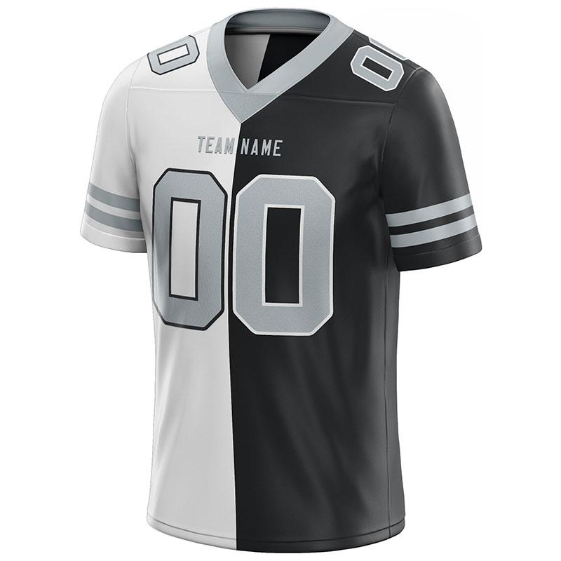 custom authentic split fashion football jersey gray-white-black mesh