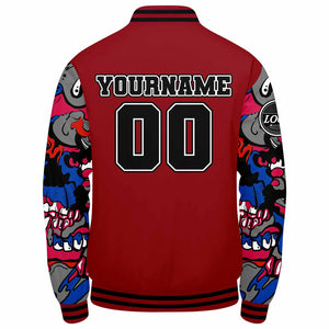 Chaqueta universitaria personalizada estilo Letterman para hombres-mujeres y jóvenes-color rojo