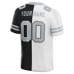 custom authentic split fashion football jersey gray-white-black mesh