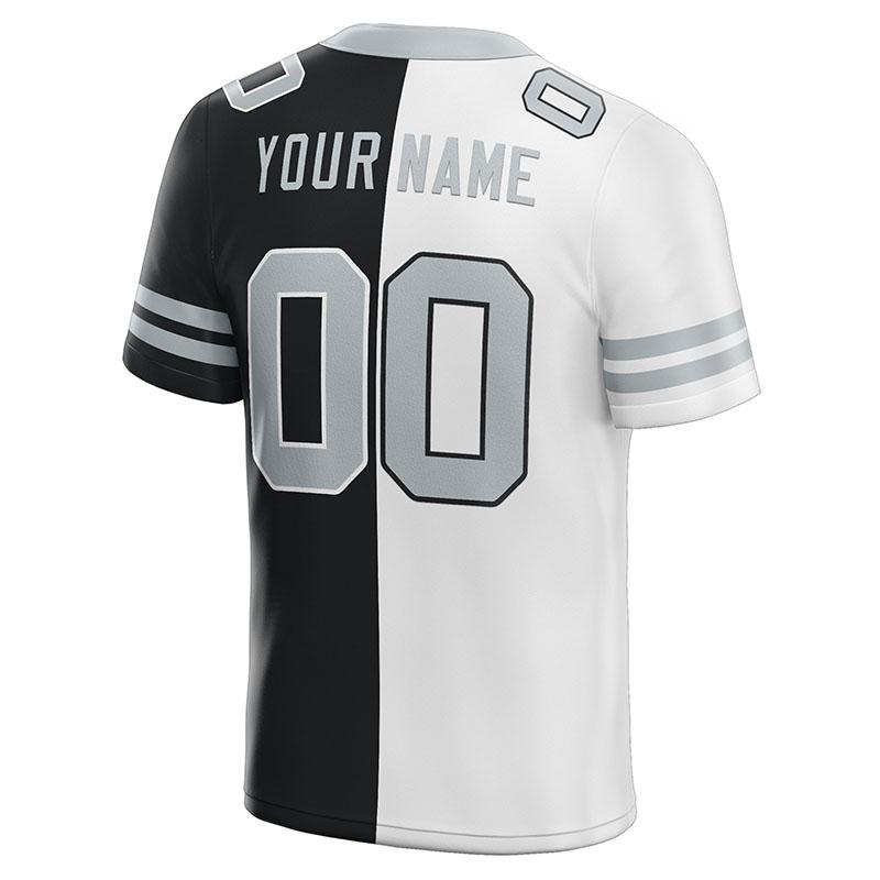 custom authentic split fashion football jersey gray-white-black mesh