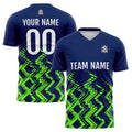 Conjunto personalizado de camiseta de uniforme azul marino y verde neón para niños y adultos