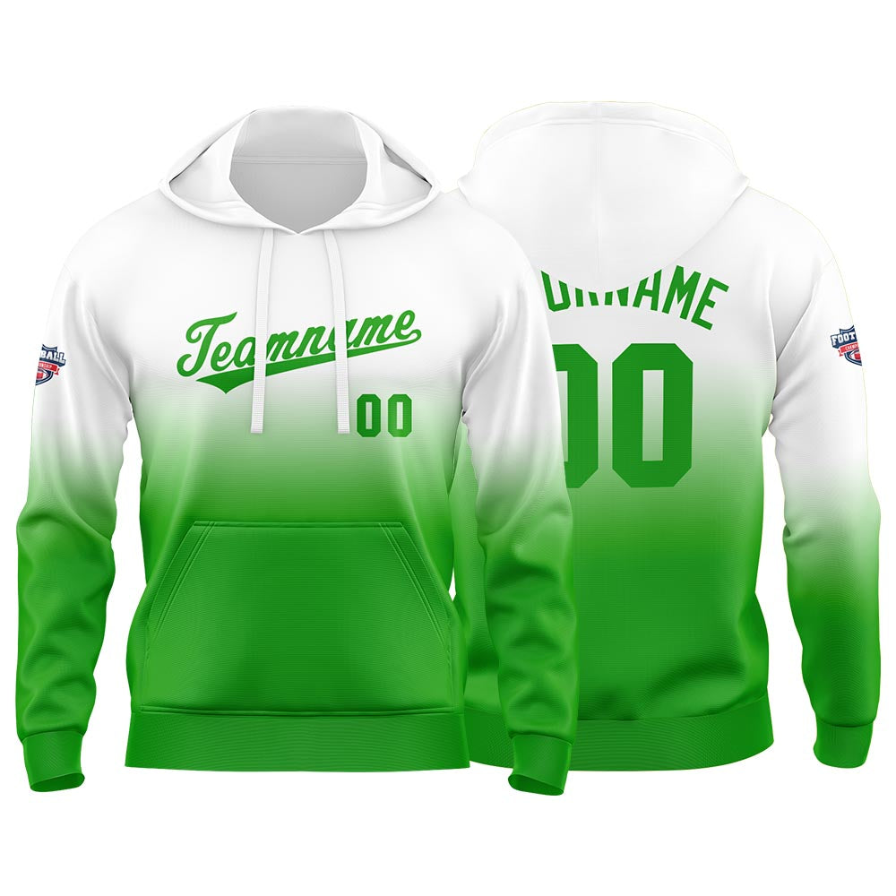 Sudadera con capucha degradada personalizada para hombre-mujer-niña o niño Estampa tu logotipo-nombre o número en color verde