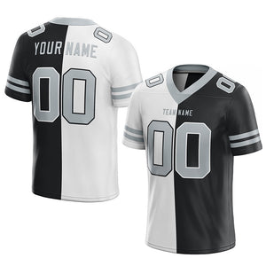 custom authentic split fashion football jersey black-white-gray mesh