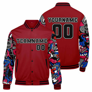 Chaqueta universitaria personalizada estilo Letterman para hombres-mujeres y jóvenes-color rojo