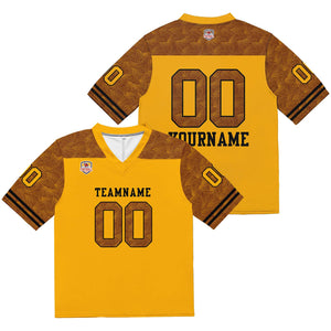 Camiseta de fútbol personalizada con nombre y número del equipo impresos y bordados en color amarillo