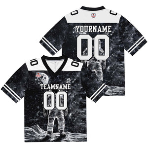 Camiseta de fútbol personalizada con nombre y número del equipo impresos y bordados-en blanco y negro