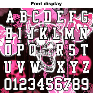 Camiseta de fútbol personalizada con nombre y número del equipo bordados y estampados-estilo grafiti con calavera rosa