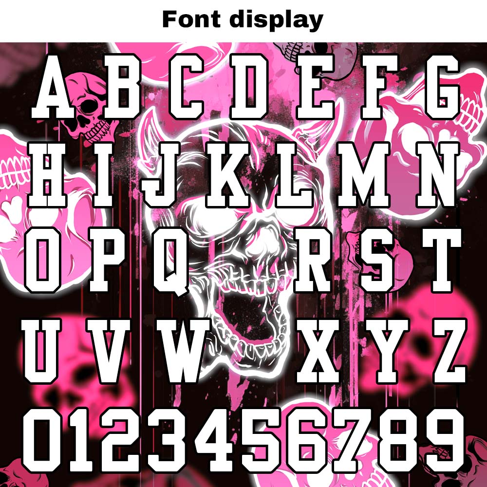 Camiseta de fútbol personalizada con nombre y número del equipo bordados y estampados-estilo grafiti con calavera rosa