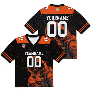 Camiseta de fútbol personalizada con nombre y número del equipo bordados-color negro y naranja