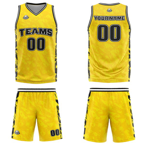 Uniforme de baloncesto personalizado amarillo roto con tu logotipo-nombre y número impresos