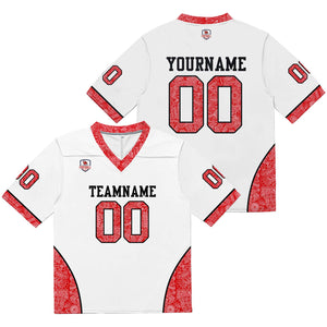 Camiseta de fútbol personalizada con nombre y número del equipo bordados-color blanco y rojo