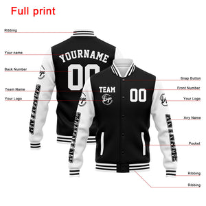 Chaqueta universitaria personalizada estilo Letterman para hombres-mujeres y jóvenes-color negro y blanco