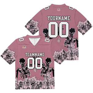 Camiseta de fútbol personalizada con nombre y número del equipo impresos y bordados-color rosa