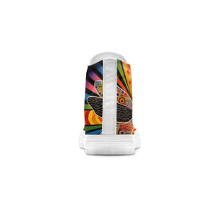 Vuelo artístico: Zapatillas de lona de caña alta con ilustraciones de libélulas estilo Op Art: eleva tu estilo tanto para hombres como para mujeres