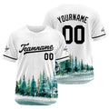 Camiseta de béisbol con dise?o personalizado estampado completo en blanco y verde