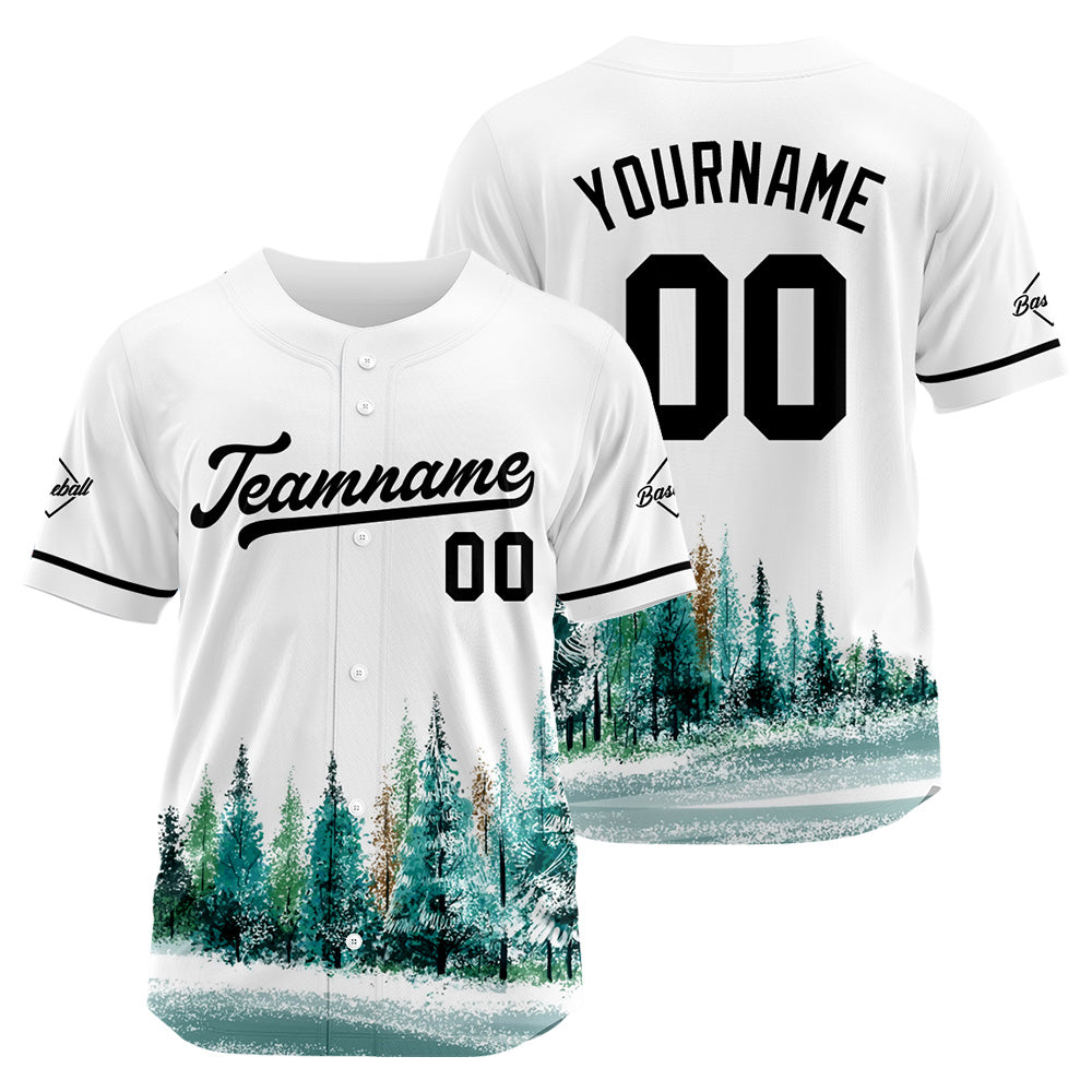 Camiseta de béisbol con dise?o personalizado estampado completo en blanco y verde