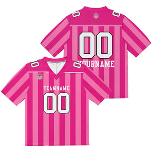 Camiseta de fútbol personalizada con nombre y número del equipo bordados-color rosa y blanco