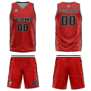 Uniforme de baloncesto personalizado de color rojo roto con tu logotipo-nombre y número impresos