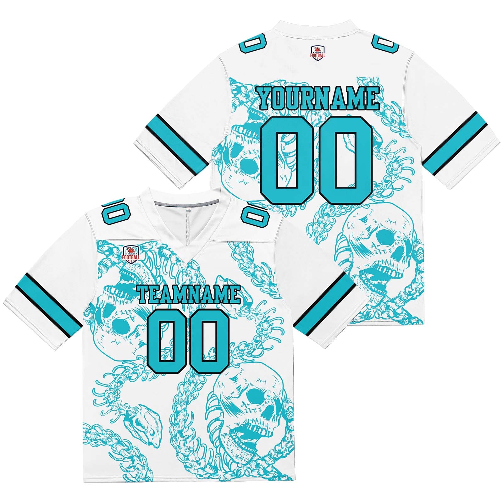 Camiseta de fútbol personalizada con nombre y número del equipo bordados y estampados-color verde azulado