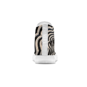Canine Canvas: Zapatillas de lona de media caña para hombre y mujer -Déjese cautivar por el arte del mejor amigo del hombre con imágenes de perros en estilo Op Art