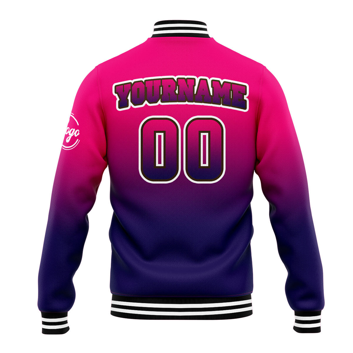 Chaqueta universitaria personalizada estilo Letterman para hombres-mujeres y jóvenes-color rosa y morado oscuro