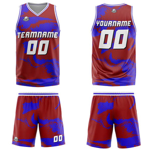 Uniforme de baloncesto rojo real personalizado con tu logotipo-nombre y número impresos