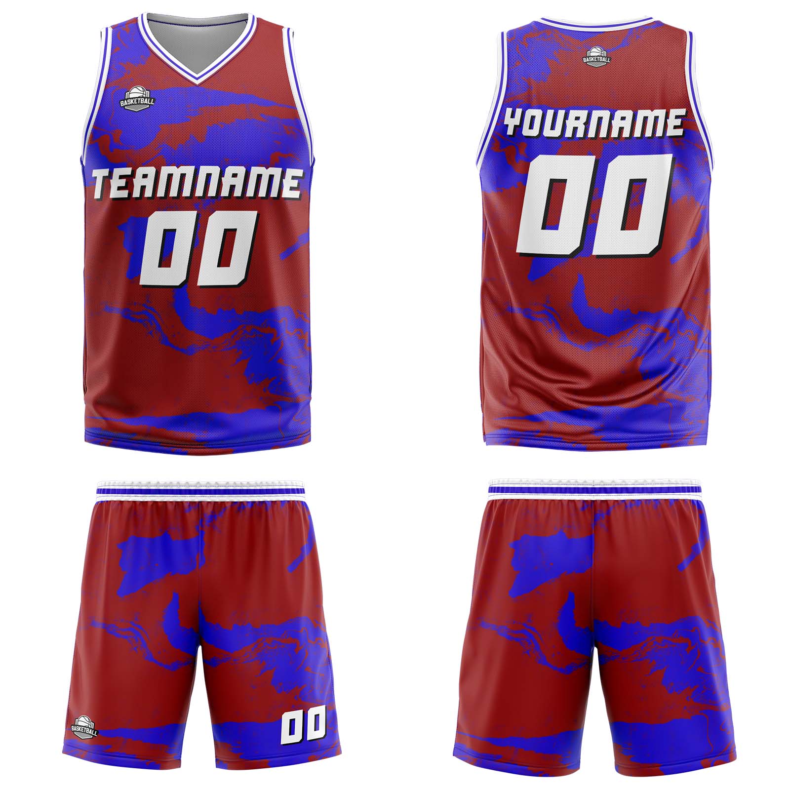 Uniforme de baloncesto rojo real personalizado con tu logotipo-nombre y número impresos