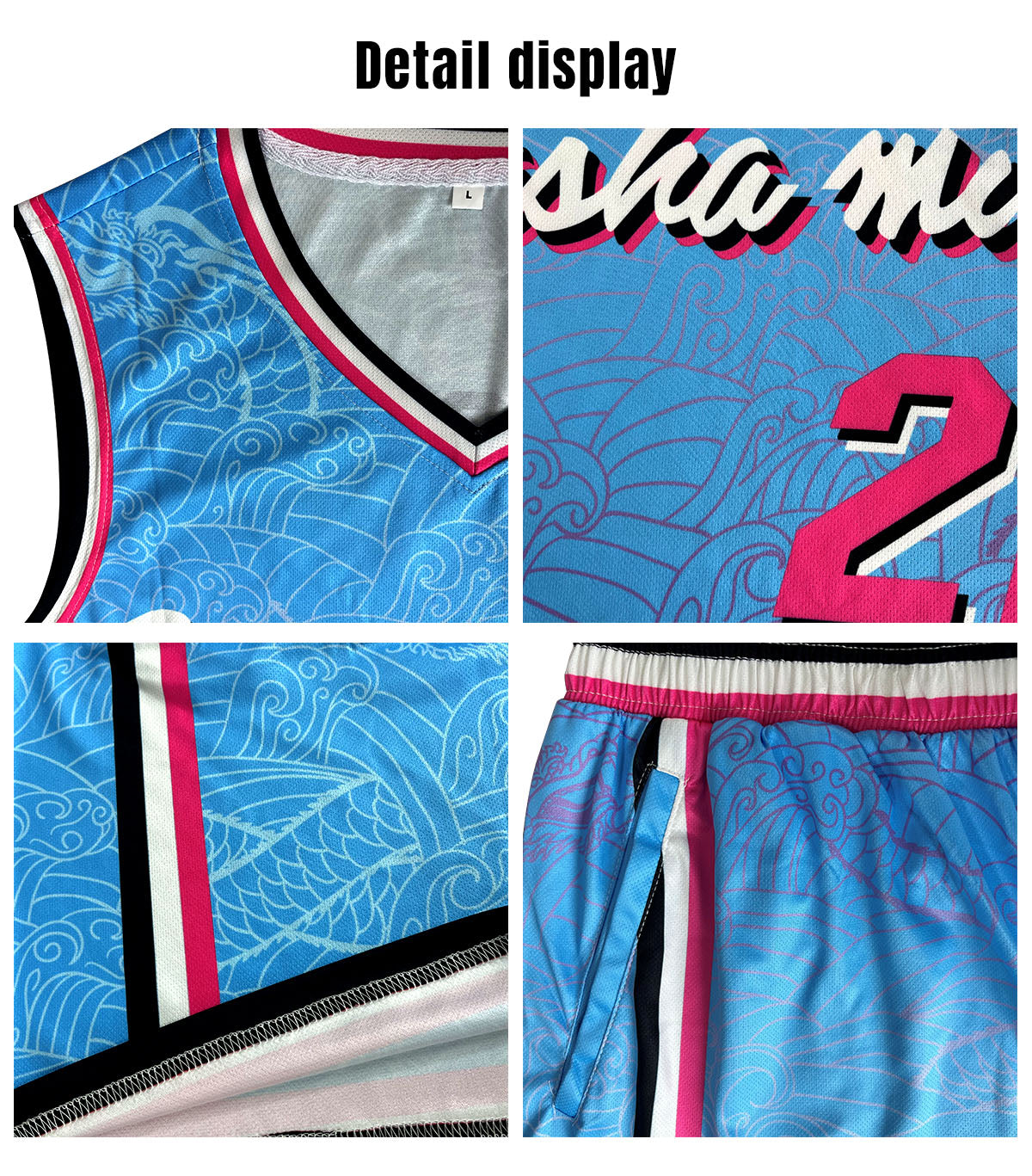 Uniforme de baloncesto personalizado rojo y azul con tu logotipo-nombre y número impresos