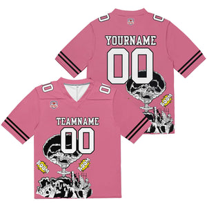 Camiseta de fútbol personalizada con nombre y número del equipo impresos y bordados-color rosa