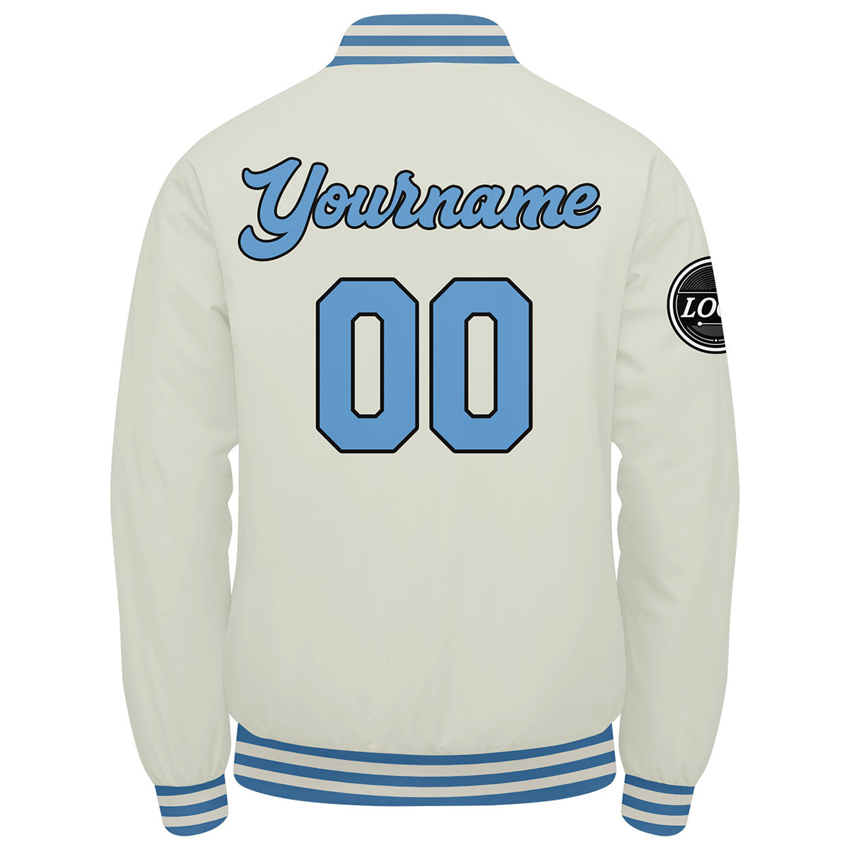 Chaqueta universitaria personalizada estilo Letterman para hombres-mujeres y jóvenes-color crema y azul claro
