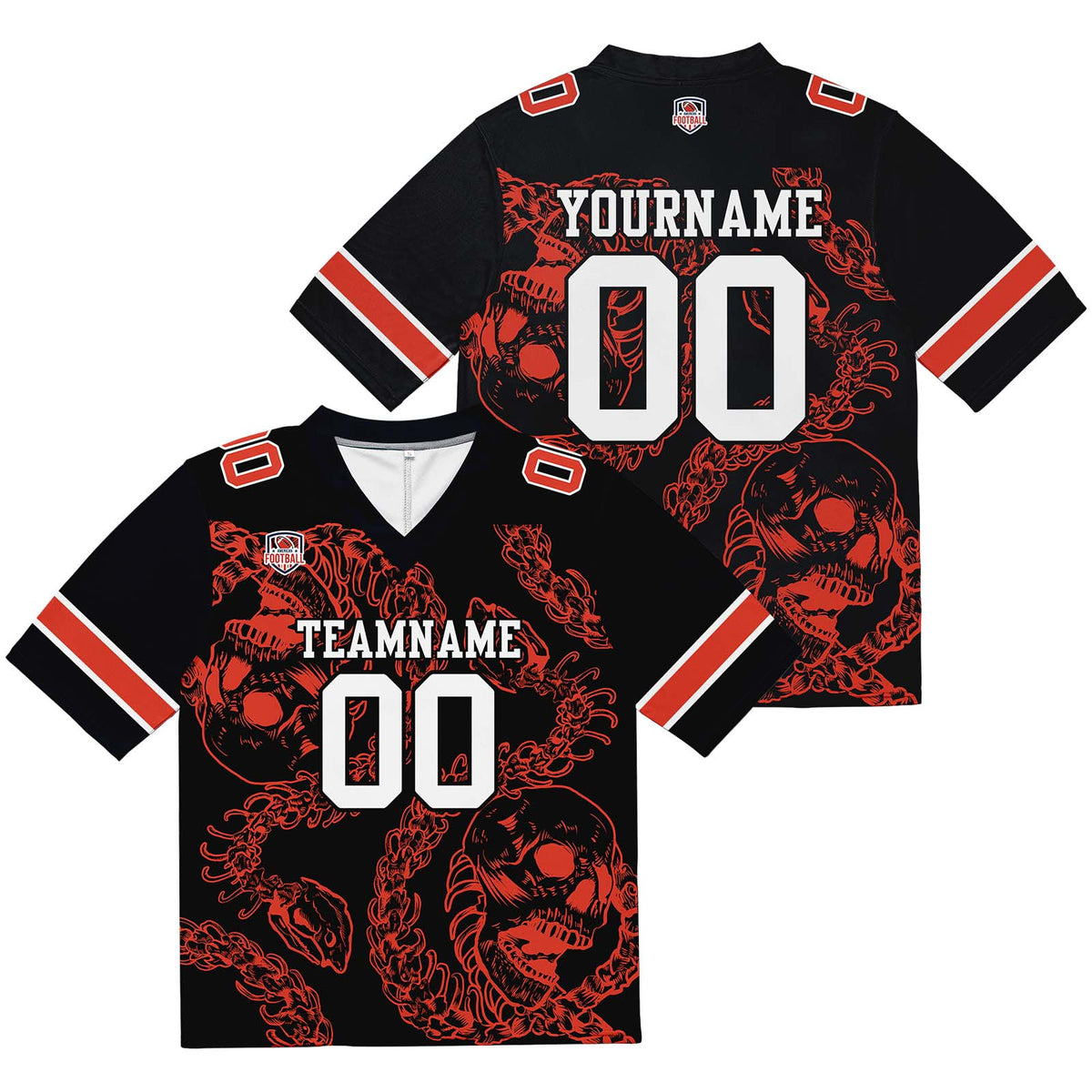 Camiseta de fútbol personalizada con nombre y número del equipo bordados y estampados -Naranja