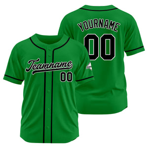 Camiseta de béisbol personalizada con diseño bordado & estilo hip hop & color verde Kelly y negro