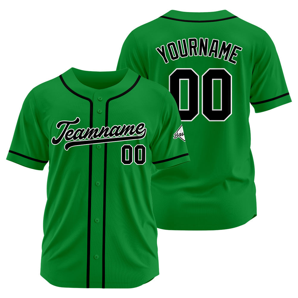 Camiseta de béisbol personalizada con diseño bordado & estilo hip hop & color verde Kelly y negro