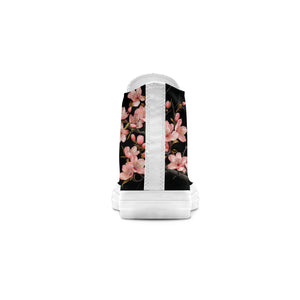 Elegancia Floral: Zapatillas de lona unisex de media caña -Adéntrate en la primavera con la elegante belleza de los estampados de flores de ciruelo para hombres y mujeres