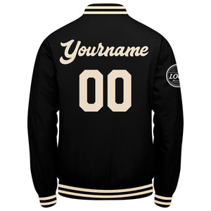 Chaqueta universitaria personalizada estilo Letterman para hombres-mujeres y jóvenes-color negro y crema