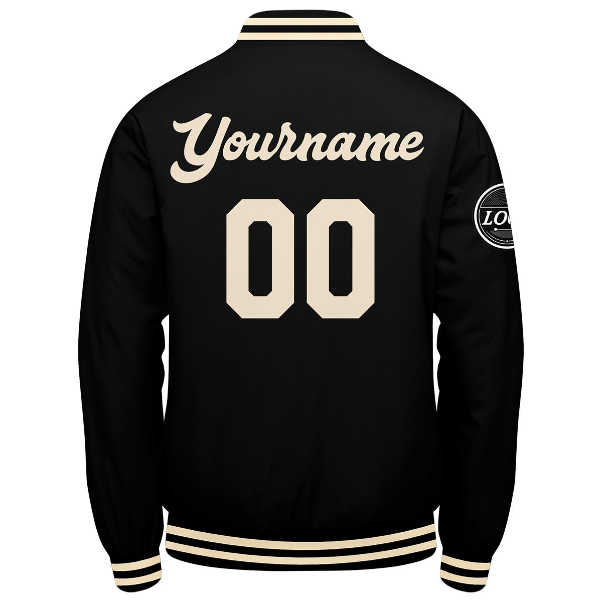 Chaqueta universitaria personalizada estilo Letterman para hombres-mujeres y jóvenes-color negro y crema
