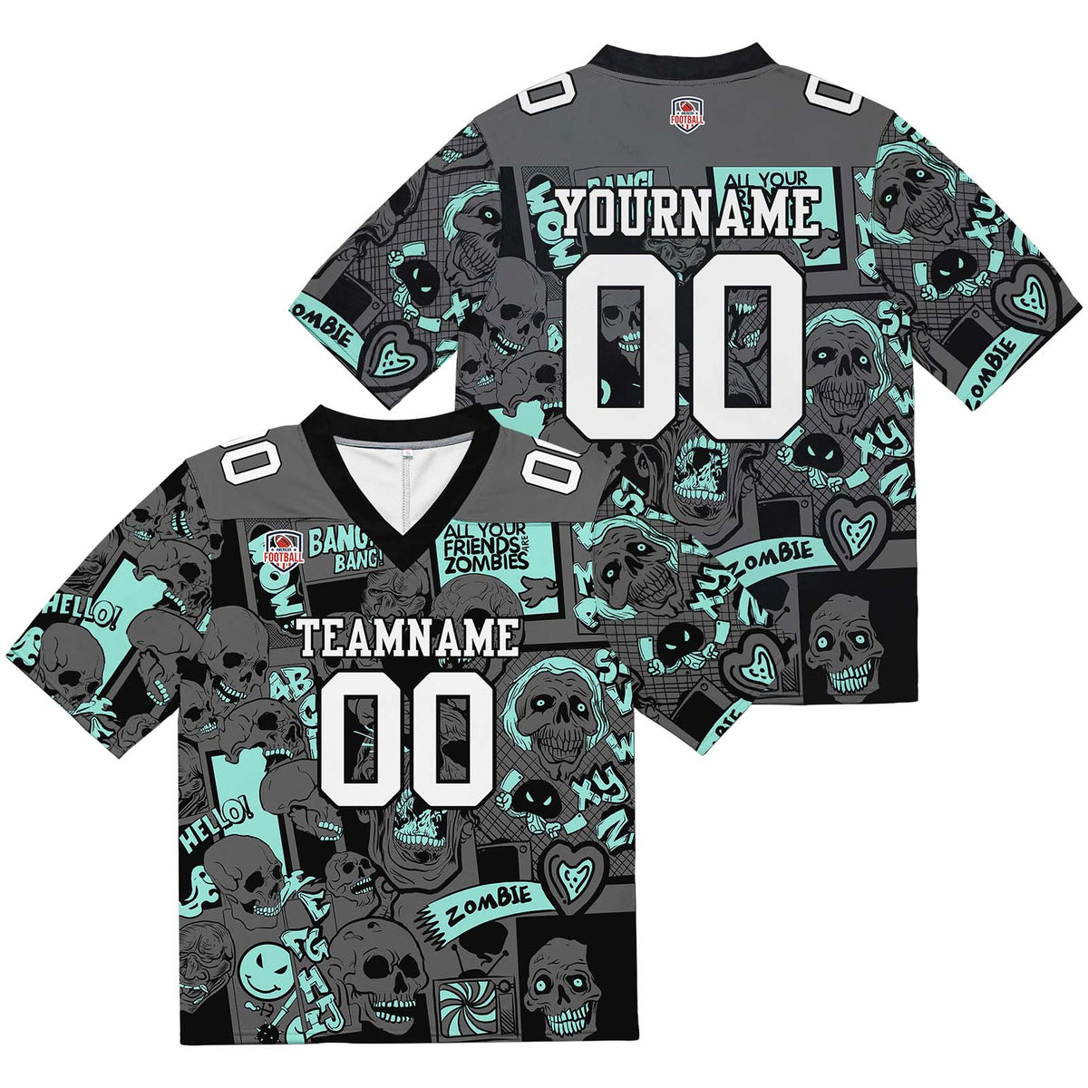Camiseta de fútbol personalizada con nombre y número del equipo impresos y bordados-color verde claro
